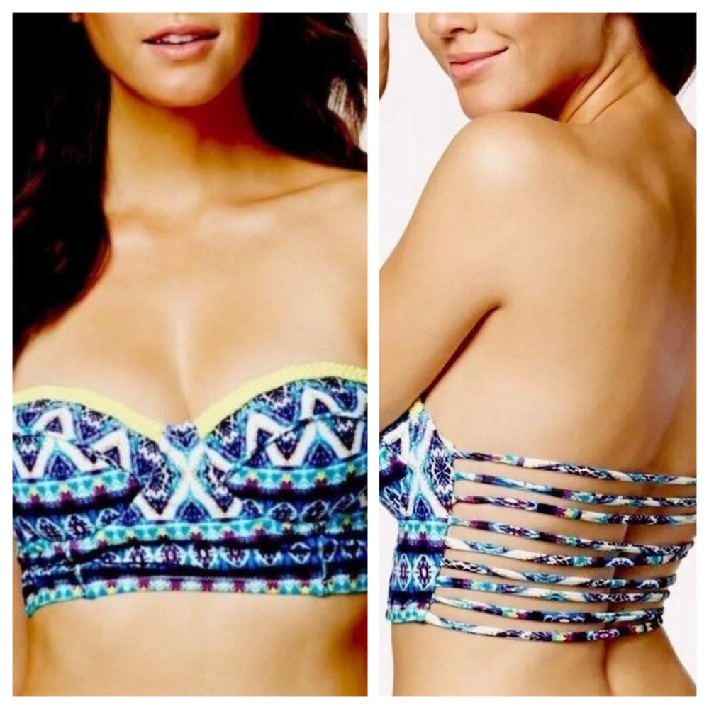 Jessica Simpson NEW Blue Teal Purple Bandeau  Strapless Bikini Top Size M